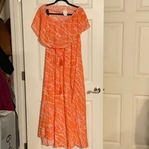 Lavender J Orange Leaf Print Women's Dress